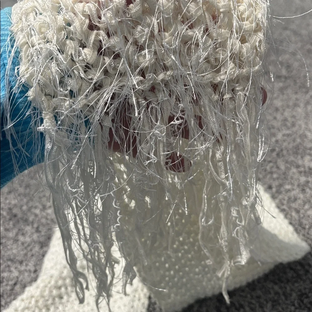 Like New Hand Crafted Knitted Scarf Ivory